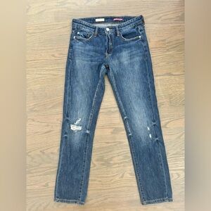 Anthropologie Pilcro Dark Wash Distressed Skinny Jeans women’s size 25